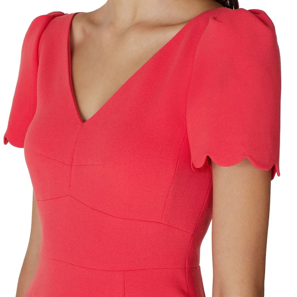 LK Bennett Red Scalloped Enid Midi Dress size 12 worn1x - Picture 3 of 7